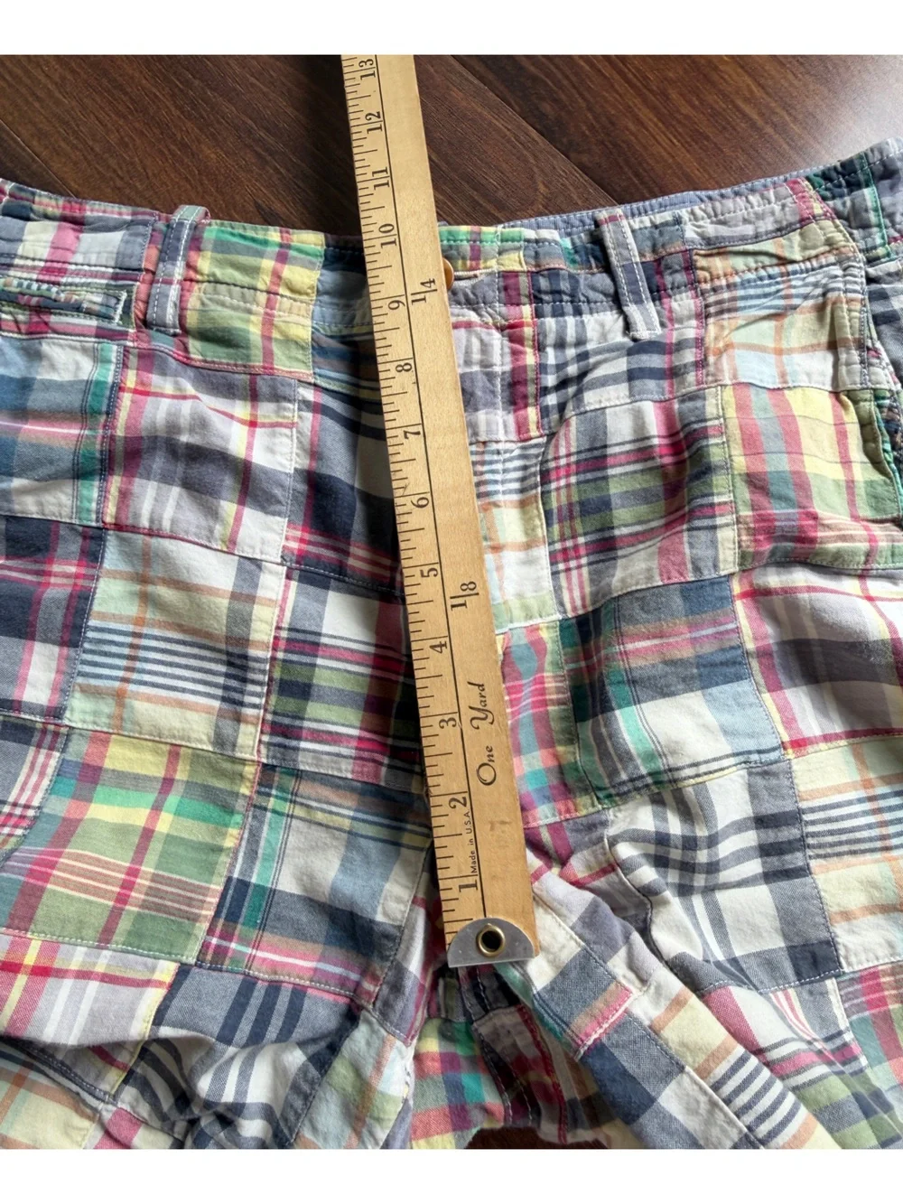 J Crew Y2K Madras Cargo Shorts 100% Cotton Mens 33